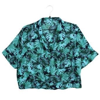 린넨 혼방 하와이안 패턴 셔츠  /  WOMEN M