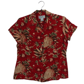 실크 100% 하와이안 패턴 셔츠  /  WOMEN XS~S