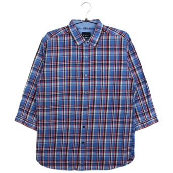 TAKEO KIKUCHI배색 체크 셔츠  /  MEN XL